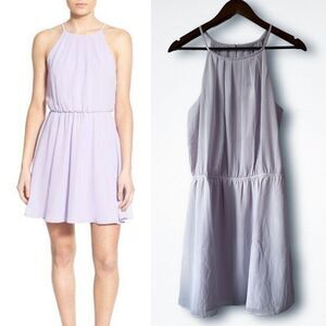 NWT Naked Zebra Lavender Sheer Chiffon Lined Halter Skater Dress Women's Medium